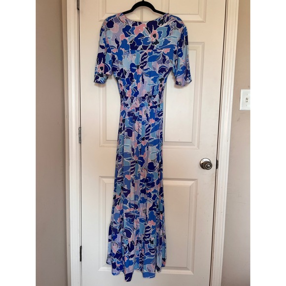 ABEL THE LABEL Anthropology Floral Boho Summer Maxi Dress Blue Size‎ Small - Picture 3 of 5
